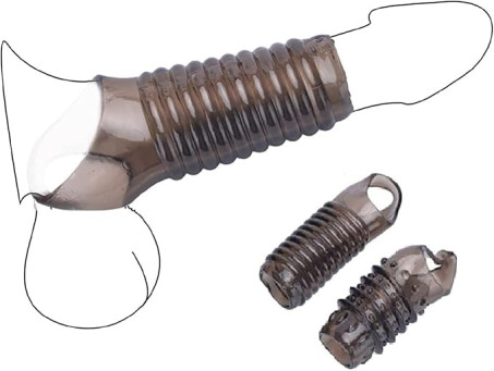 Textured Dual-Piece Soft Silicone Penis Extension Sleeve Set