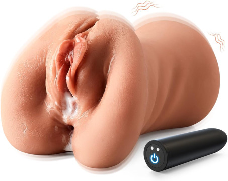 3 in 1 Pocket Pussy Male Masturbator with Bullet Vibrator 10 Patterns