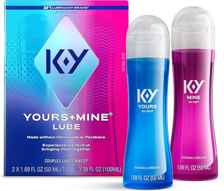 K-Y Yours & Mine Personal Lubricant for Couples, Sensorial Couples Lube, 2 x 1.69 Fl Oz