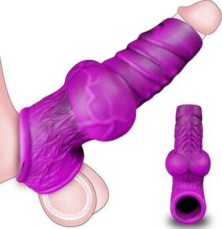 Knotted Silicone Penis Sheath and Cock Ring Extender