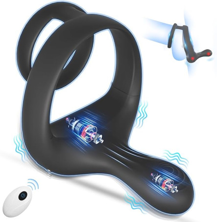 Vibrating Cock Ring Taint Stimulator, Silicone Pleasure Penis Ring Vibrator Couples Adult Sex Toys for Men