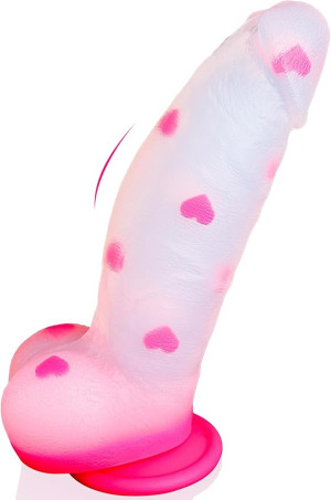 8-Inch Clear Fantasy Silicone Dildo with Embedded Hearts