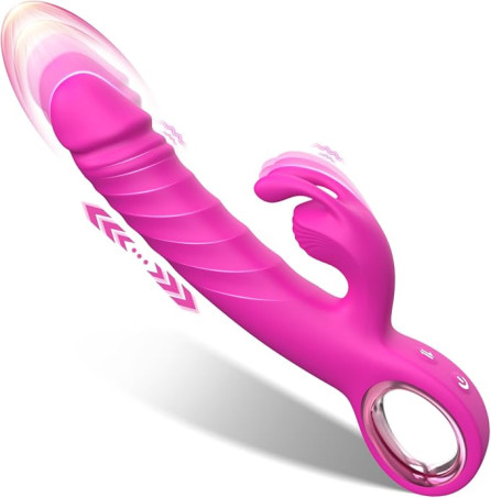 3-in-1 Dual-Motor Thrusting Rabbit Vibrator with O-Ring Handle