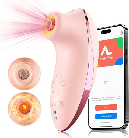 Heated Sucking Vibrator Sex Toys - Rose Sucker APP Remote Control 