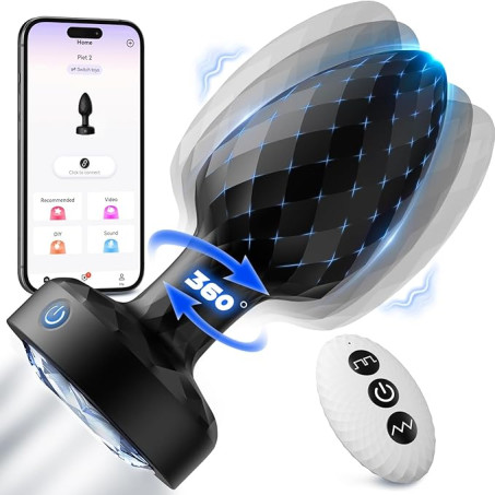 360° Swiveling Vibrating Light-Up Anal Plug with App Remote Control