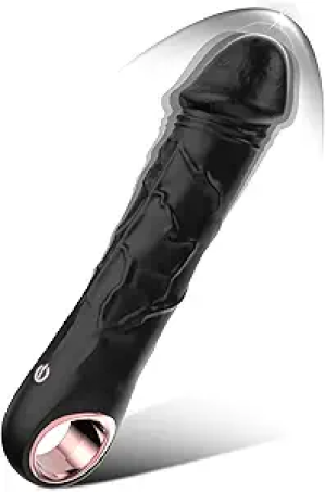 BGGood Black Textured Dildo Vibrator with Ring Handle