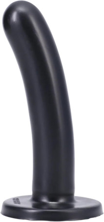 Tantus Silk Medium Silicone Dildo Onyx Medium Size Beginner Dildo Smooth Silicone Curved Dildo Dilator Harness Compatible Body Safe Silicone 5.25 Inch Length 1.1 Inch Diameter