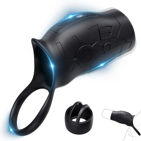 3-in-1 Vibrating Silicone Penis Sleeve and Dual Cock Ring