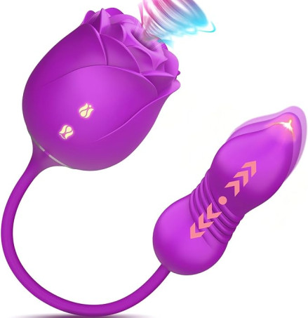 Dual-Stimulation Rose Suction and Thrusting G-Spot Vibrator