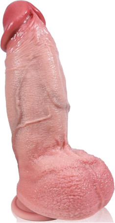 8-Inch Dual-Density Realistic Veined Silicone Dildo with Suction Base