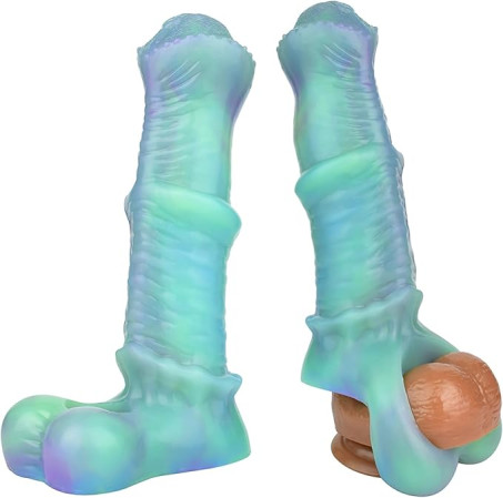 Textured Liquid Silicone Extended Length Penis Sleeve and Ring