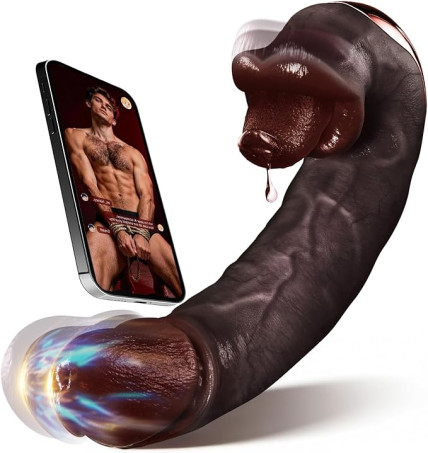 Black Dildo Thrusting G Spot Vibrator - 5IN1 APP Remote Control Realistic Sex Toy 