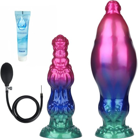 Adjustable Inflatable Gradient Silicone Butt Plug with Suction Base