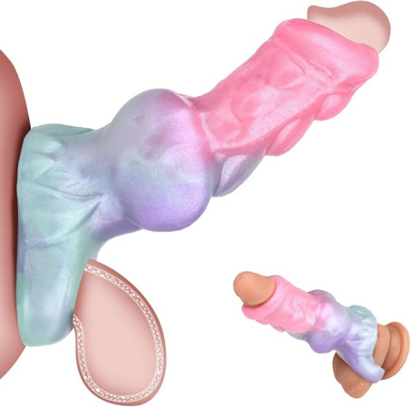 Textured Silicone Knotted Open-Glans Penis Sleeve and Ring