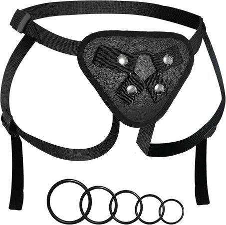 Adjustable Strap-On Harness with Interchangeable O-Rings