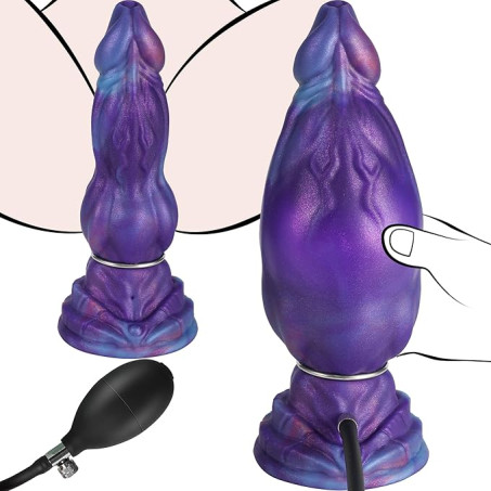 Inflatable Fantasy Knot Silicone Dildo with Suction Base