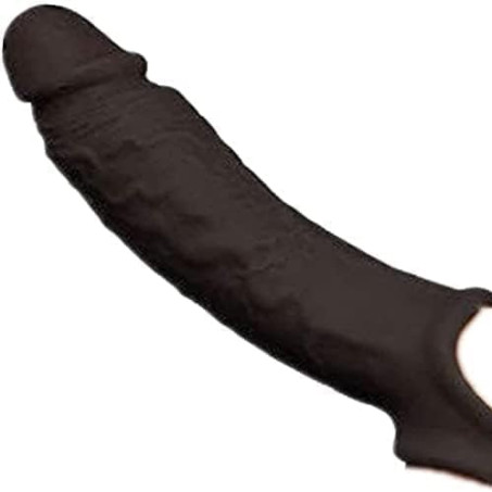 Ergonomic Ribbed Liquid Silicone Double-Open Penis Extension Sleeve