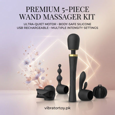 Tracy Dog Wand Vibrator Kit In Pakistan – Multifunctional Wand with 4 Silicone Attachments