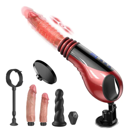 FunnyOne Thrusting Vibrator and Heat & Remote 6 Attachments