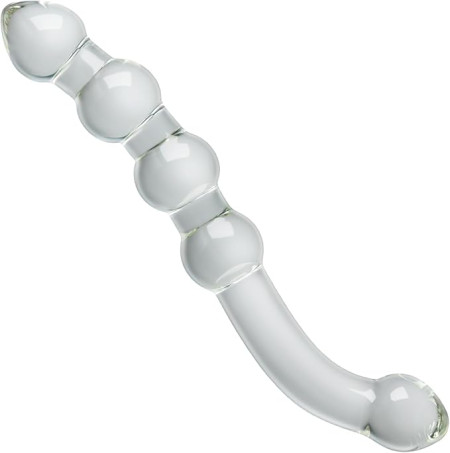 Curved Double-Ended Beaded Glass Dildo for Temperature Play