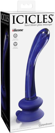 Curved Hand-Blown Glass Suction Cup Dildo with Silicone Base