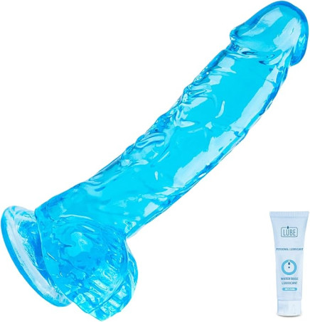 7 Inch Realistic Dildo, Soft Blue Dildos Sex Toy 
