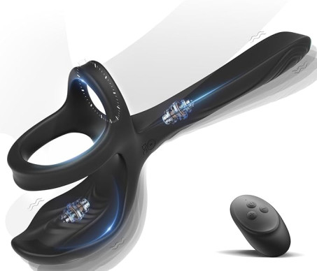 3-in-1 Multifunctional Couples Vibrating Cock Ring and Insertable Probe