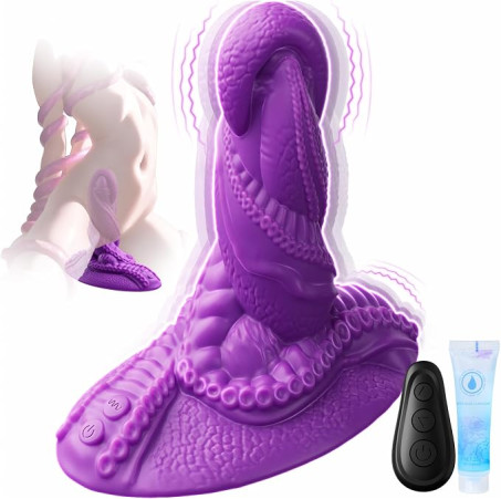 Dual-Motor Tentacle Monster Fantasy Vibrating Dildo with Suction Base